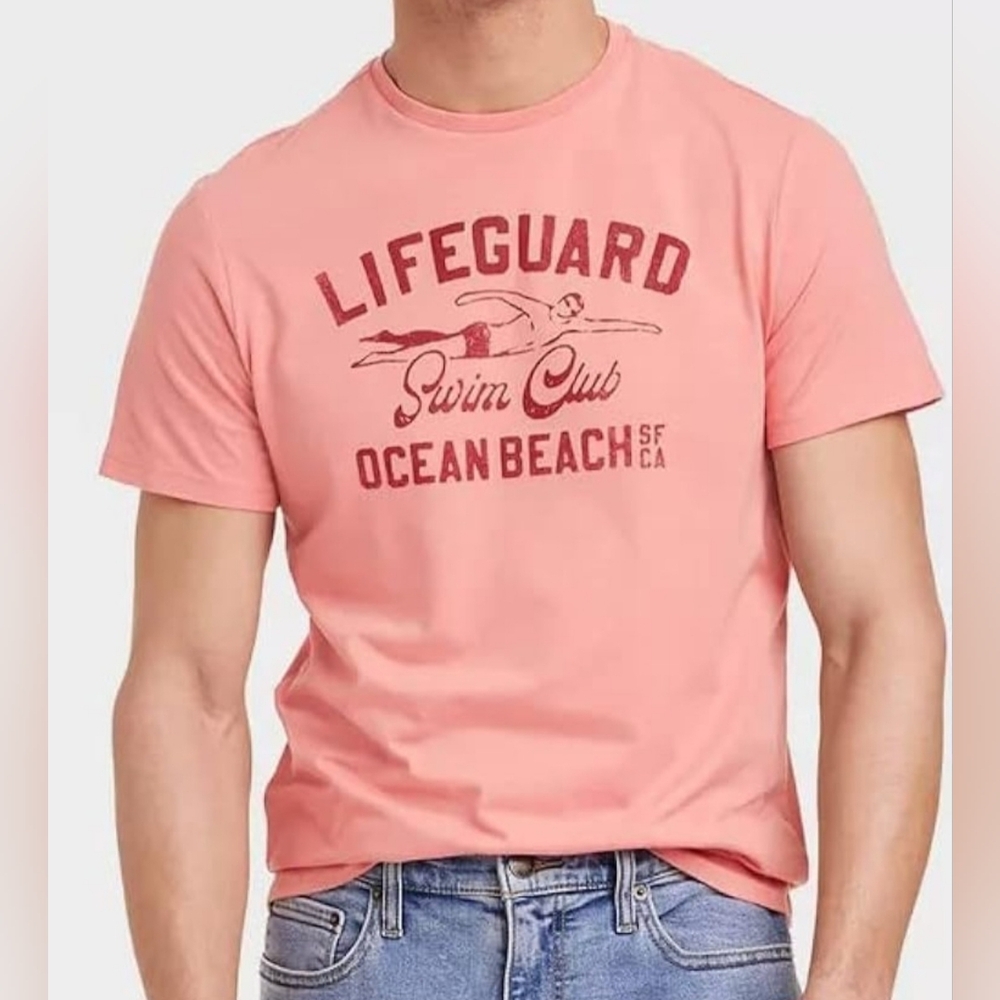 Goodfellow & Co Standard Fit Graphic T-Shirt Coral Red Size Small NWT BA-2778